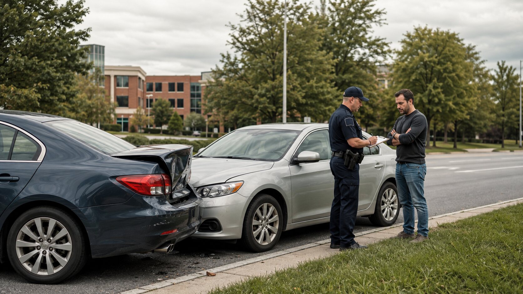 Illustrative Montgomery County rear-end collision with an officer taking a report